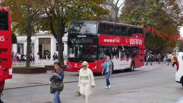 Istanbul Turkiet Maj 2023 Röd Big Bus Dubbel Decker Turist — Stockvideo
