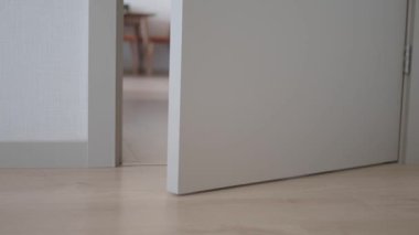 Gri banyo kapısı hafifçe açık 