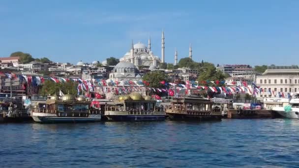 Turquía Istanbul Julio 2023 Barcos Históricos Que Venden Pescado Estambul — Vídeos de Stock
