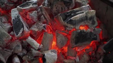 Parlayan ve yanan odunlara yakın çekim