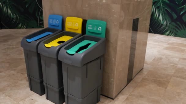 Krůtí Istanbul Červen 2023 Recyklační Kontejner Blízkosti Starých Košů — Stock video