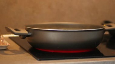 electric stove is heated to red. 