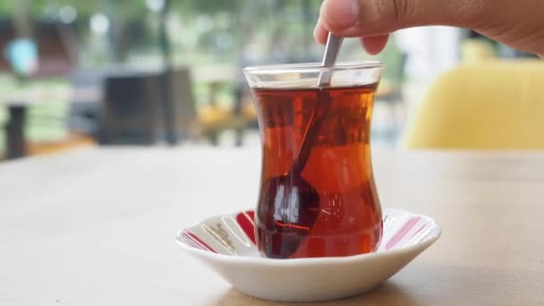 Traditional Turkish Tea White Table — Stok Video