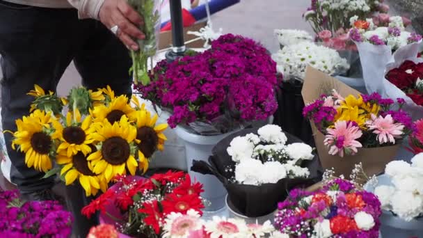 Květinářství Istanbulu Květinářství Prodej Pouličním Obchodě — Stock video