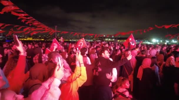 Turcja Stambuł Października 2023 Ręczne Trzymanie Tureckiej Flagi Świętuje 100 — Wideo stockowe