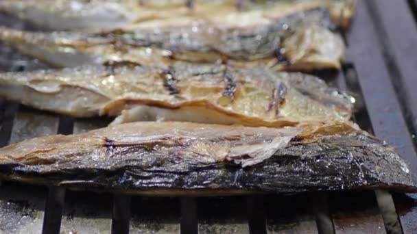 Pieczenie Pieczenie Ryb Grillu — Wideo stockowe