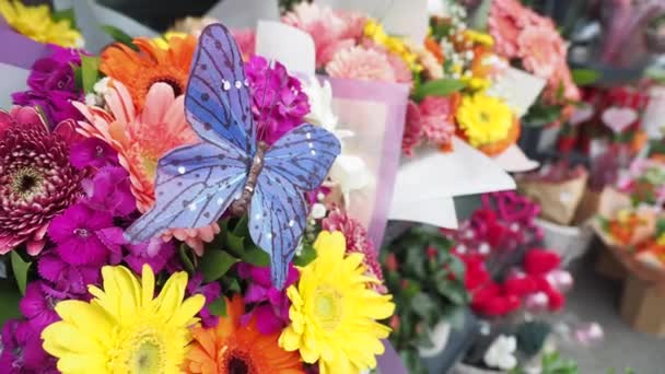 Stanbul Daki Çiçekçi Sokak Dükkanında Satmak Için Çiçek Sergisi — Stok video