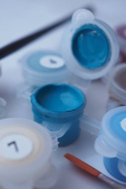  Tabaktaki boya fırçası ve renkler ,