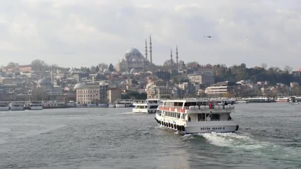 Turquía Estambul Julio 2023 Transbordador Bósforo Ferryboat Transporta Pasajeros — Vídeo de stock
