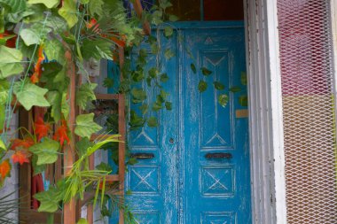 mavi ahşap kapı dokusu,