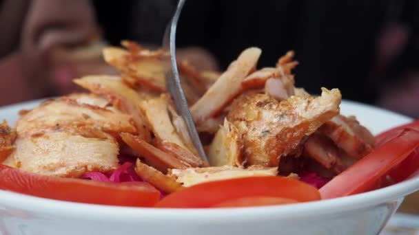 Sebze Izgara Tavuk Salatası — Stok video
