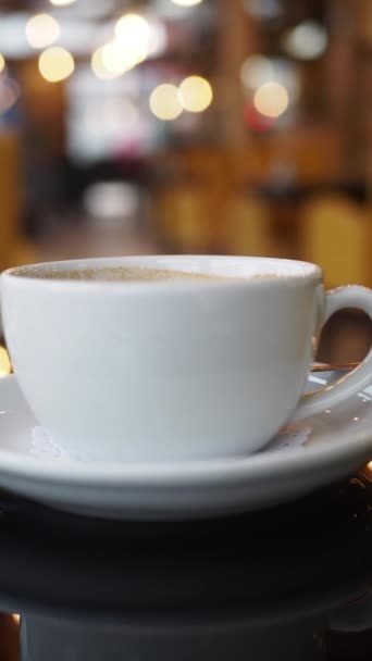 Késői Kávé Kávézó Asztalon — Stock videók