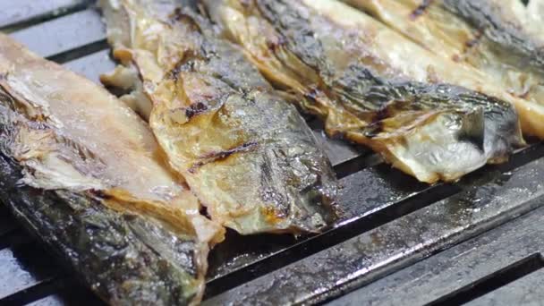 Izgarada Balık Pişirme Kızartma — Stok video