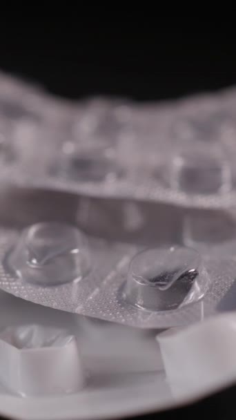 Primo Piano Delle Pillole Blister Sul Tavolo — Video Stock