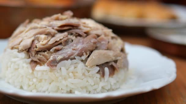 Pişmiş Beyaz Pirincin Yakın Çekimi — Stok video