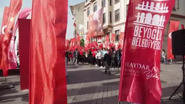 Törökország Istanbul Október 2023 Kézfogás Török Zászló Ünnepli 100 Éves — Stock videók
