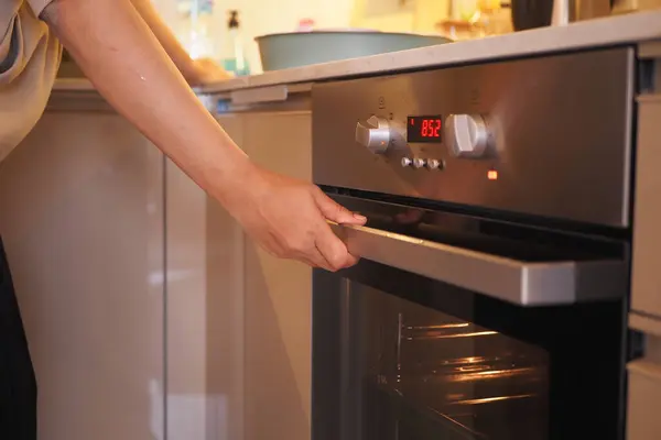 open electric oven at home,