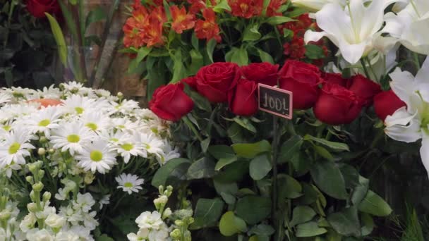 爱荷华州的花店 供街头商店出售的花展 — 图库视频影像