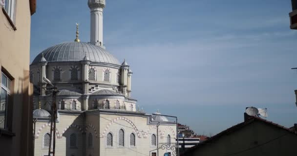 Kuppelen Moske Mot Blå Himmel Istanbul – stockvideo
