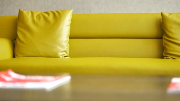 Sofá Moderno Com Travesseiros Sala Estar Casa — Vídeo de Stock