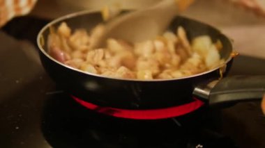 electric stove is heated to red. 