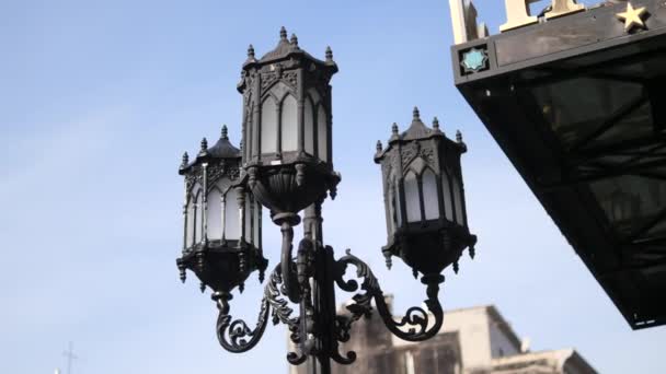 Елегантна Вулична Лампа Оточенні Будівель — стокове відео
