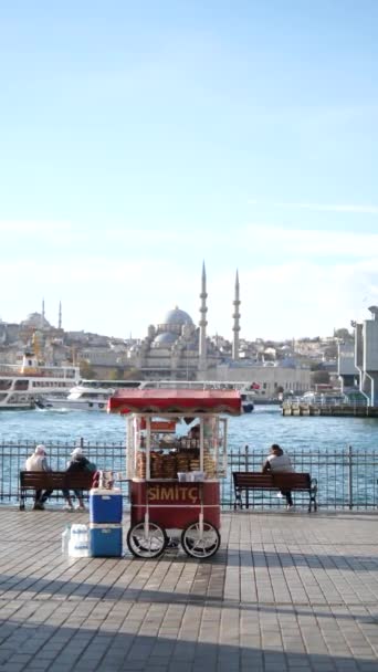 Turkije Maart 2023 Turkse Bagel Simit Verkoop Taqsim Plein Een — Stockvideo