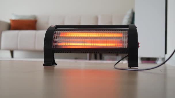 Modern Electric Infrared Heater Living Room Closeup High Quality Photo — Stock Video