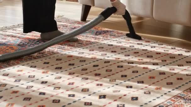 Women Cleaning Vacuum Cleaner Carpet — Stock Video
