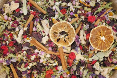 Kurutulmuş patates ve bitki çayı..