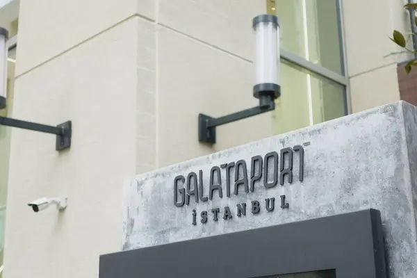 stock image  Galataport text sign in eminonu,