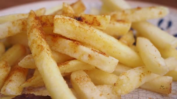 Hand Pick French Fries Table — Vídeo de stock