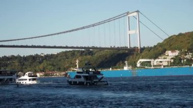 ferryboat sail on the Bosphorus river in istanbul .