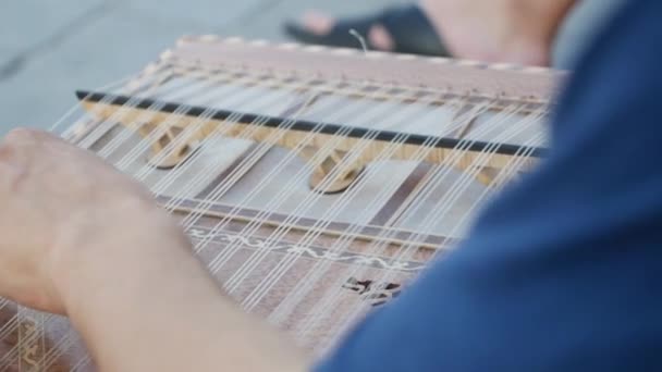 Mãos Músico Tocando Cimbalom Dulcimer — Vídeo de Stock