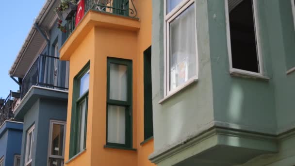 Bunte Häuser Balat Istanbul — Stockvideo