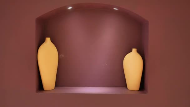 Vaso Decorativo Ceramica Bella Disposizione Floreale Pianta Artificiale Vaso Fiori — Video Stock