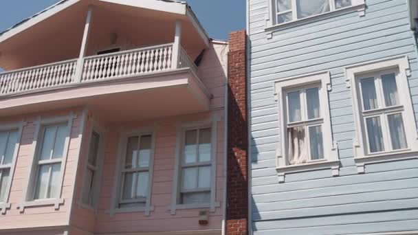 Bunte Häuser Eyupsultan Einem Viertel Istanbul Türkei — Stockvideo