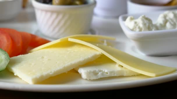 Cheese Platter Different Kinds Cheese — Stock Video
