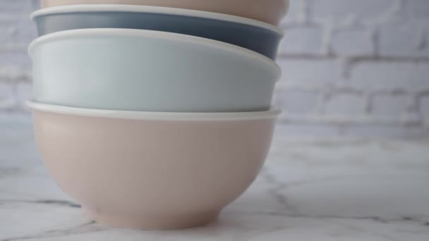 Colorful Ceramic Bowl Table — Stock Video