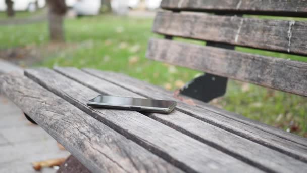 Forget Smartphone Park Bench Lost Smart Phone — Vídeos de Stock