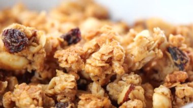 detail shot of granola Musli in a bowl
