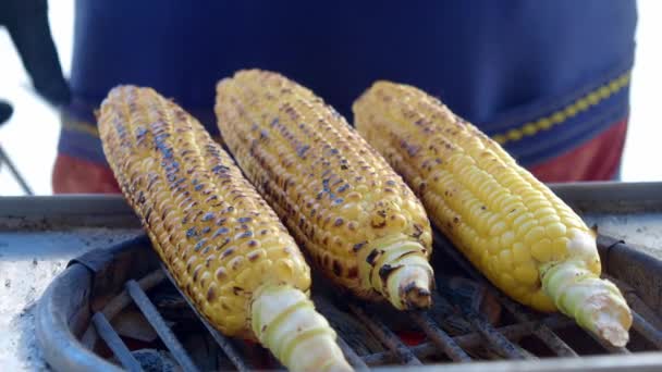 Grilled Corn Sale Market Stall Istanbul — Video Stock