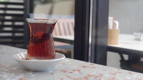 Traditional Turkish Tea White Table — Stock Video