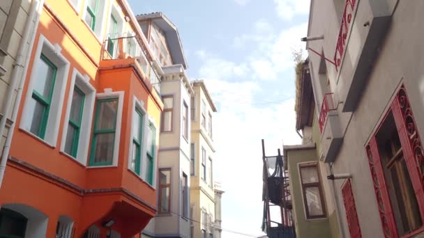 Kleurrijke Huizen Balat Istanbul — Stockvideo