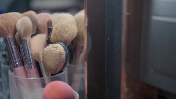 Schminkpinsel Set Beauty Store — Stockvideo