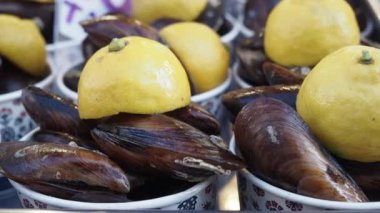 Fresh Black Shell Recipe With Lemon Turkish Food.