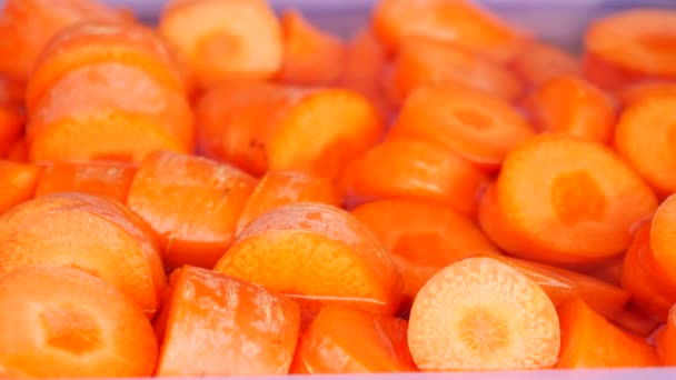 Zanahorias Frescas Tazón Agua — Vídeos de Stock
