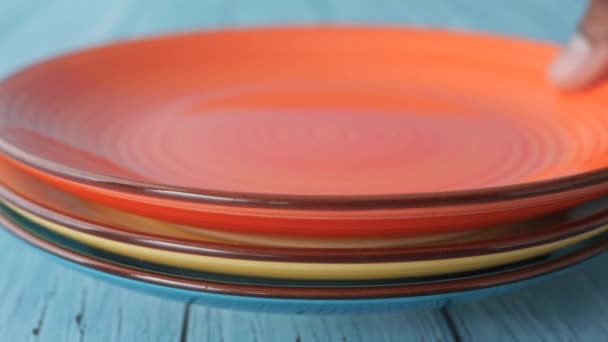Bowl Ceramic Plate Kitchen Table — Stock Video