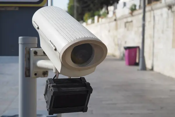 Colocações Câmeras Segurança Urbana Perto Veículos Capturados Imagens Vídeo — Fotografia de Stock