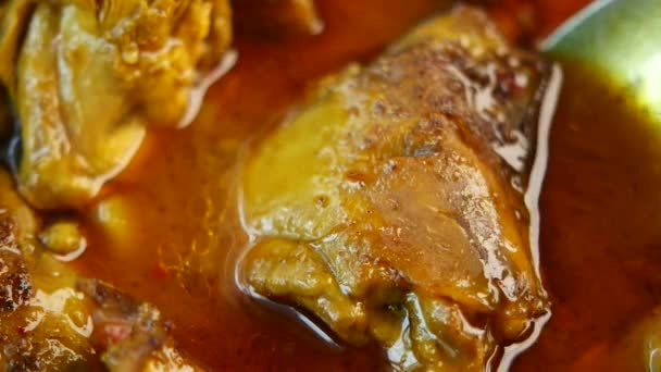 Kyckling Curry Eller Masala Skål Bordet — Stockvideo